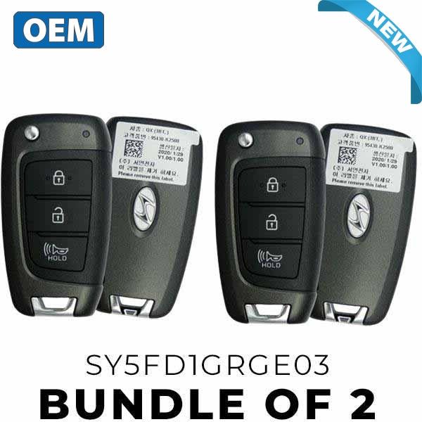 2 x 2020-2020 Hyundai Venue / 3-Button Flip Key / PN: 95430-K2500 / SY5FD1GRGE03 (BUNDLE OF 2) (OEM) - UHS Hardware