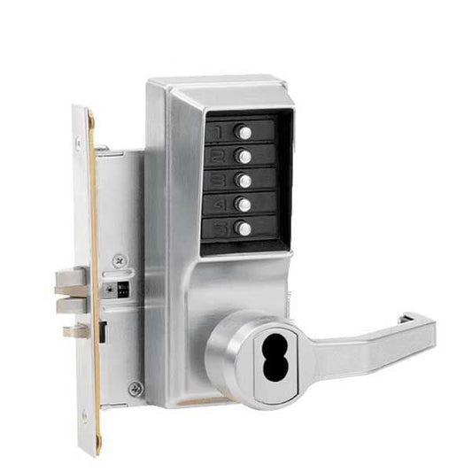 Simplex - R8146B - Mechanical Pushbutton Mortise Lever Set - Combination/Passage/Lockout - SFIC - 2¾" Backset - Satin Chrome - RH - UHS Hardware