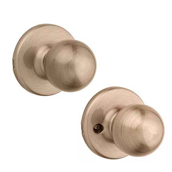 Kwikset - 200P - Polo Knob - Round Rose - Passage - 5 - Antique Brass- Grade 3 - UHS Hardware