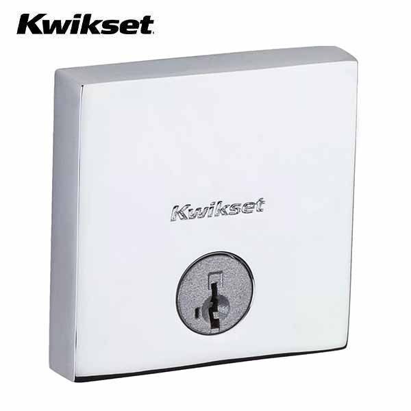 Kwikset - 258 - Downtown Deadbolt - Square Rose - 26 - Polished Chrome - Entrance - SmartKey Technology - Grade 1 - UHS Hardware