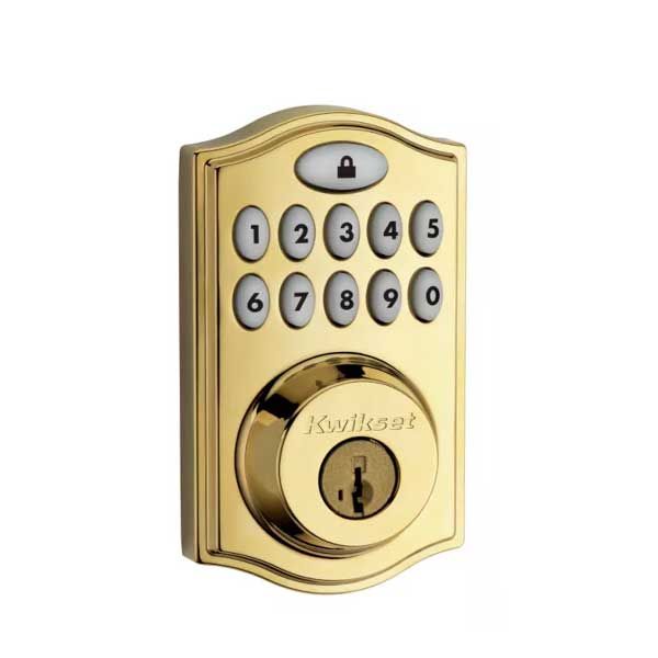 Kwikset - SmartCode 914 - Electronic Traditional Deadbolt w/ Home Connect / Zigbee / SmartKey - L03 - Polished Brass - UHS Hardware