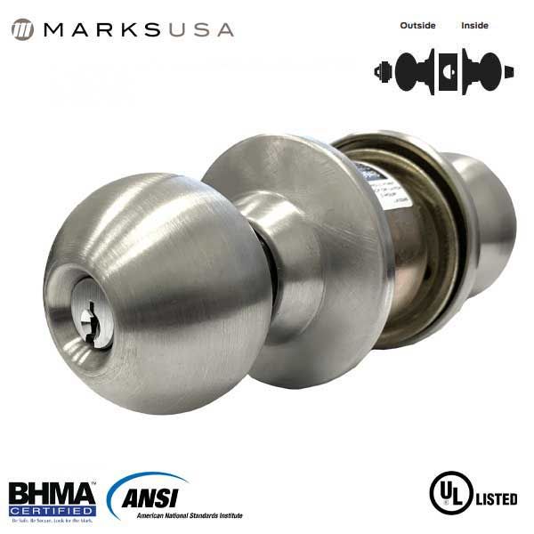 Marks USA - 210AB - 10 LINE Commercial Knobset - 2 3/4" Backset - 32D - Satin Stainless Steel - Entrance - Grade 2 - UHS Hardware
