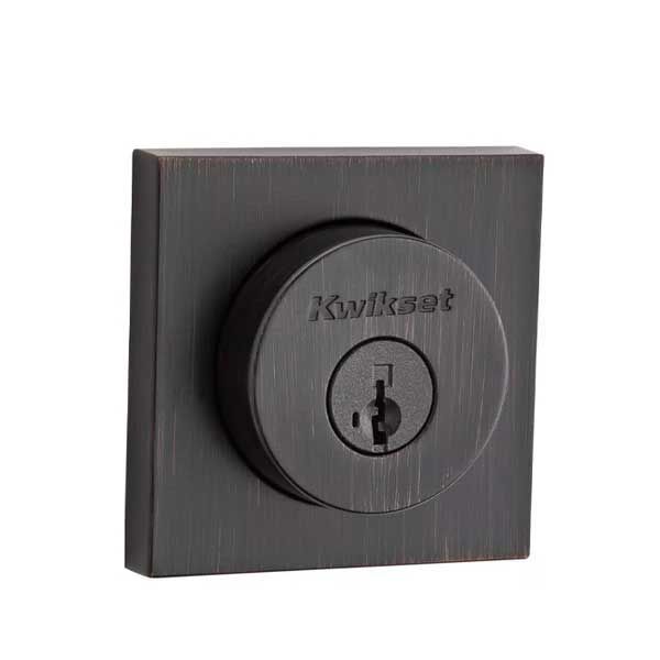 Kwikset - 159 - Halifax Double Cylinder Deadbolt - Square Rose - 11P - Venetian Bronze - SmartKey Technology - Grade 2 - UHS Hardware