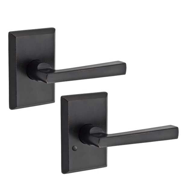 Baldwin Reserve - PV.TAP.RSR - Taper Lever - Rustic Square Rose - 481 - Dark Bronze - Privacy - Grade 2 - RH - UHS Hardware