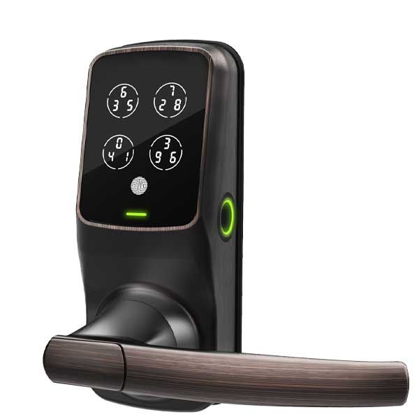 Lockly - PGD628WVB - Secure PRO Biometric Electronic Lever Latch - Fingerprint Reader - Bluetooth - WiFi Hub - Venetian Bronze - UHS Hardware