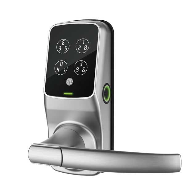 Lockly - PGD628FSN - Secure PLUS Biometric Electronic Lever Latch - Fingerprint Reader - Bluetooth - Satin Nickel - UHS Hardware