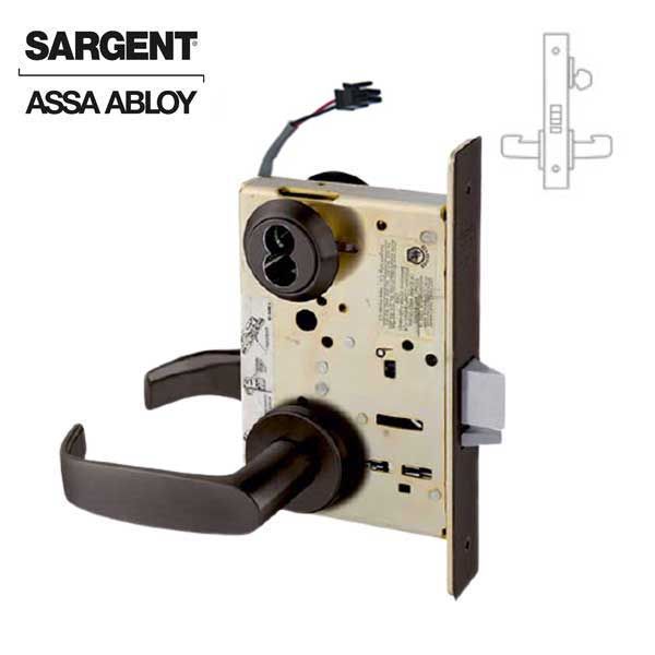 Sargent - 8271 - Electromechanical Mortise Lock - LN Rose / L Lever - Fail Secure - SFIC - 10BE - Dark Oxidized Satin Bronze - 24V - Grade 1 - UHS Hardware
