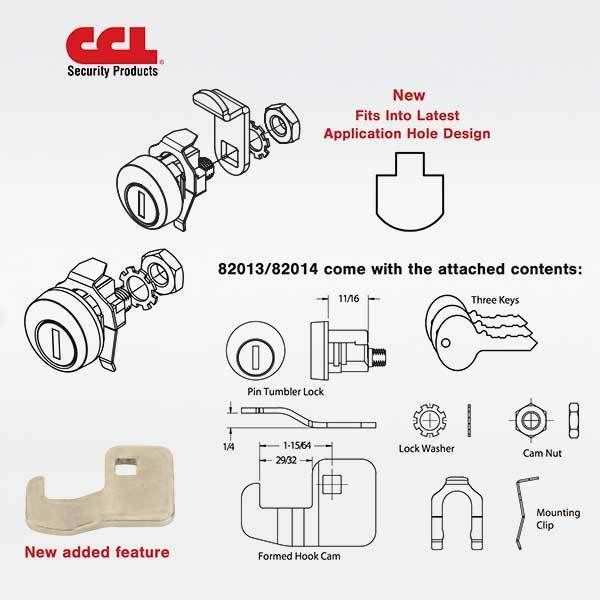 Mailbox Cam Lock Clockwise - New Style - Bright Nickel Finish (US14) (CCL-82013) - UHS Hardware