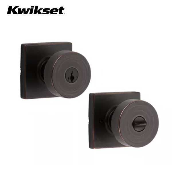 Kwikset - 740PSK - Pismo Knob  - Square Rose - Entrance - 11P - Venetian Bronze - SmartKey Technology - Grade 3 - UHS Hardware