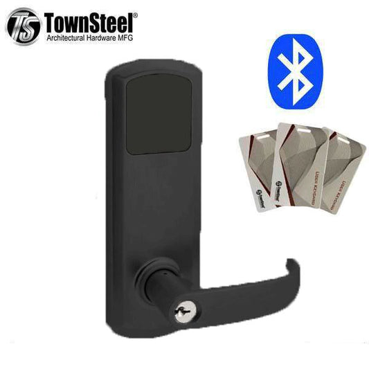 TownSteel - E-Genius 5000 - Interconnected Electronic Touch Keypad Lock - Entry - Bluetooth & RFID - 4" - On Center - Right Handed - Flat Black - Grade 1 - UHS Hardware