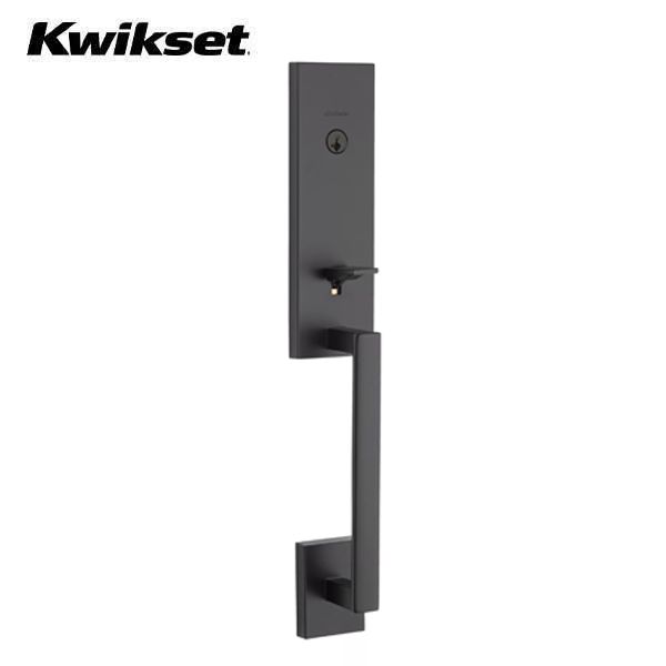 Kwikset - 818VNHXHF - Vancouver Handleset with Halifax Lever - Deadbolt Keyed One Side - Featuring SmartKey - Square Rose - 514 - Matte Black - Entrance - Grade AAA - UHS Hardware