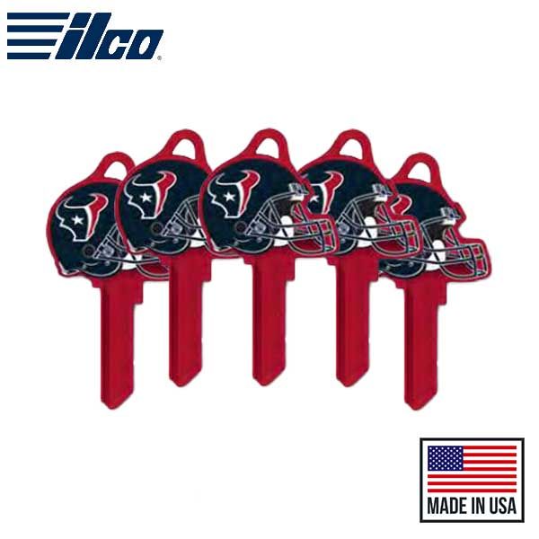 ILCO - NFL TeamKeys - Helmet Edition - Key Blank - Houston Texans - KW1 (5 Pack) - UHS Hardware