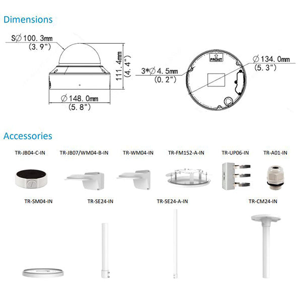 Uniview / IP Cameras / Dome / 2.8-12mm AF Automatic Focusing and Motorized Zoom Lens / 8MP / Smart IR / IP67 / IK10 / WDR / UNV-3238SB-ADZK-I0 - UHS Hardware