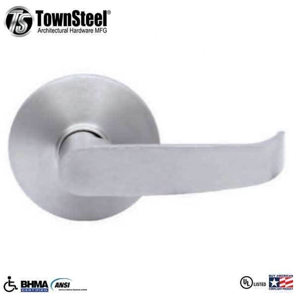 TownSteel - ED8900LQ - Sectional Lever Trim - Passage - LQ Curved Lever - Non-Handed - Compatible with Rim, SVR, LBR & 3 Point Push Bars - Satin Chrome - Grade 1 - UHS Hardware