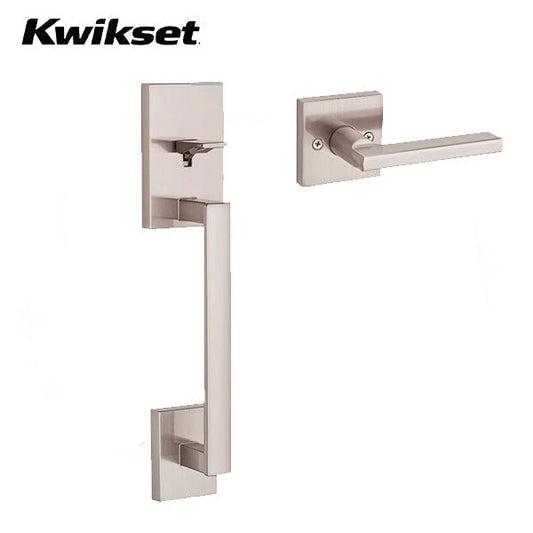 Kwikset - 818SCEXHFL - San Clemente Handleset - Square Rose - 15 - Satin Nickel - Less Deadbolt - Grade 1 - UHS Hardware