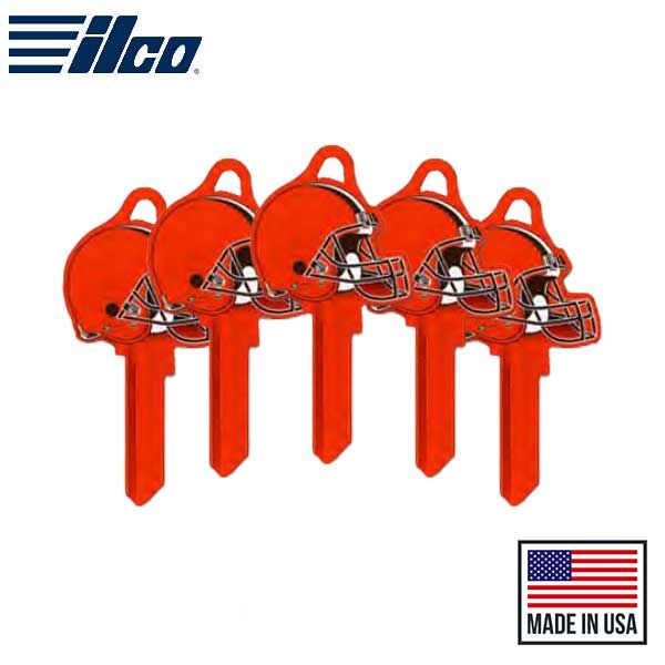 ILCO - NFL TeamKeys - Helmet Edition - Key Blank - Cleveland Browns - KW1 (5 Pack) - UHS Hardware