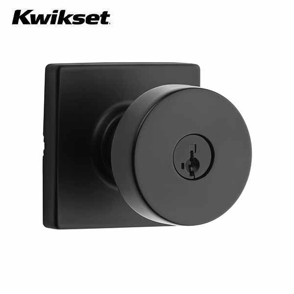 Kwikset - 740 - Pismo Knob - Square Rose - 514 - Matte Black - Entrance - SC1 Schlage - SmartKey Technology - Grade AAA - UHS Hardware