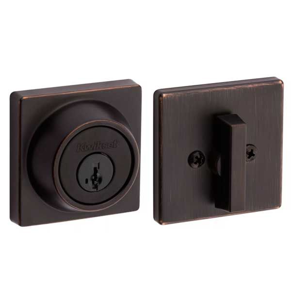 Kwikset - 660 - Contemporary Residential Deadbolt - Square Rose - Single Cylinder - Venetian Bronze - SmartKey Technology - Grade 3 - UHS Hardware