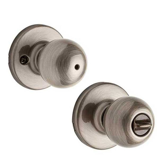 Kwikset - 300P - Polo Knob - Round Rose - Privacy - 5 - Antique Brass - Grade 3 - UHS Hardware