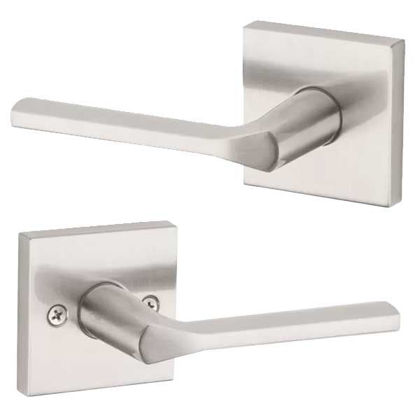 Kwikset - 154LSL - Lisbon Passage Lever - Square Rose - 15 - Satin Nickel - Grade 2 - UHS Hardware