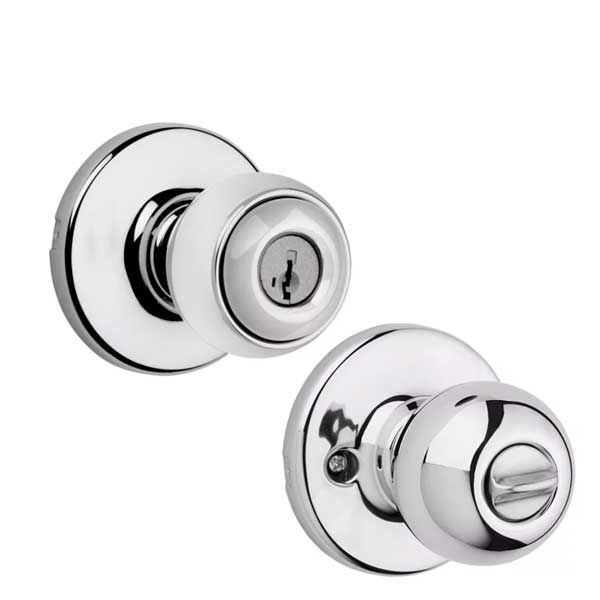 Kwikset - 400P - Polo Knob  - Round Rose - Entrance - 26D - Satin Chrome - SmartKey Technology - Grade 3 - UHS Hardware