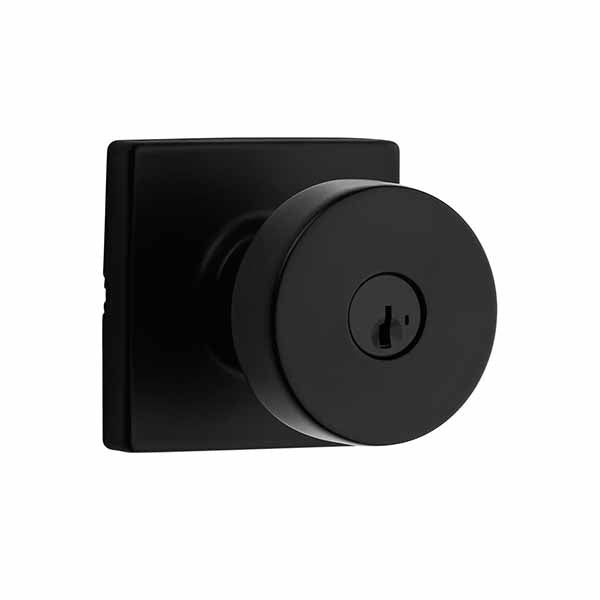 Kwikset - 740 - Pismo Knob - Square Rose - 514 - Matte Black - Entrance - SC1 Schlage - SmartKey Technology - Grade AAA - UHS Hardware