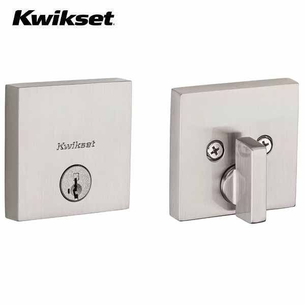 Kwikset - 258 - Downtown Deadbolt - Square Rose - 15 - Satin Nickel - Entrance - SmartKey Technology - Grade 1 - UHS Hardware