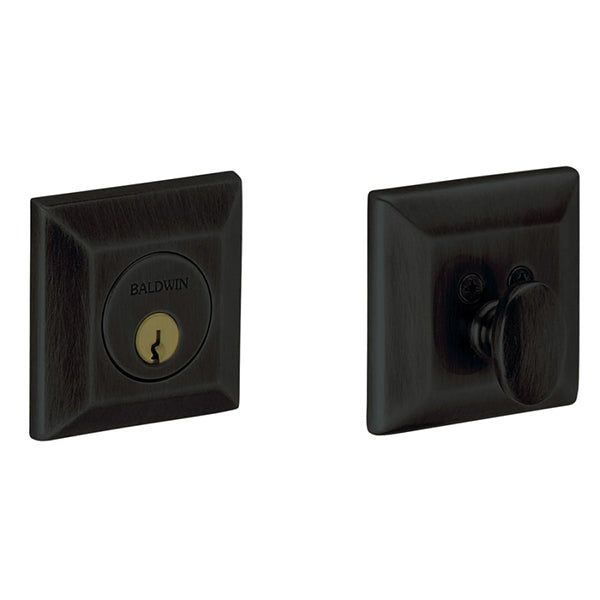 Baldwin Estate - Squared Deadbolt Set - Single Cylinder - 190 - Satin Black - Grade 1 - UHS Hardware