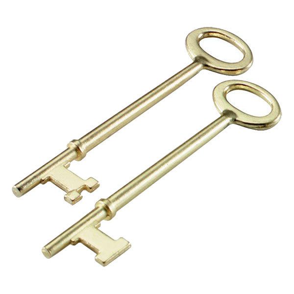 LuckyLine - 87202 - Skeleton Key Flat & Notch - Brass Plated Zinc - 2 Pack - UHS Hardware