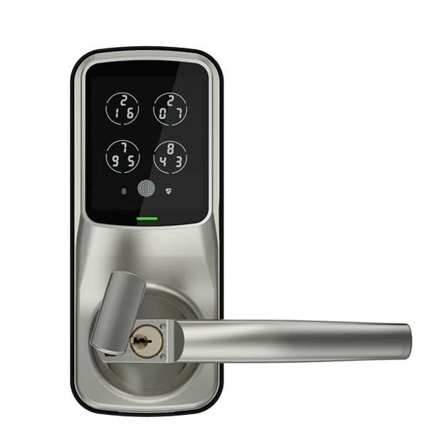 Lockly - PGD628FSN - Secure PLUS Biometric Electronic Lever Latch - Fingerprint Reader - Bluetooth - Satin Nickel - UHS Hardware