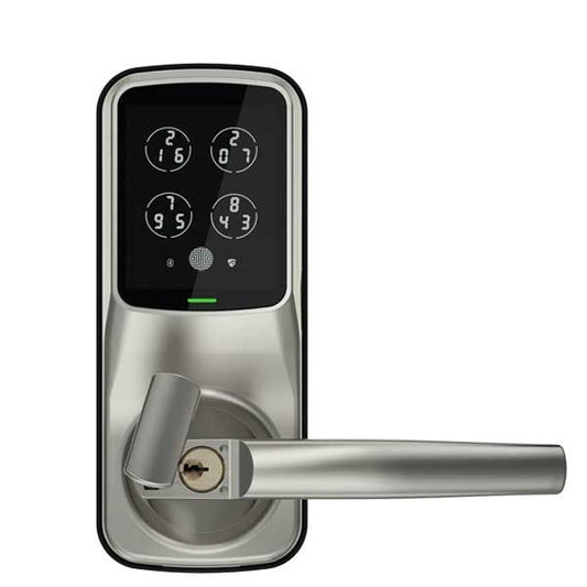 Lockly - PGD628FSN - Secure PLUS Biometric Electronic Lever Latch - Fingerprint Reader - Bluetooth - Satin Nickel - UHS Hardware