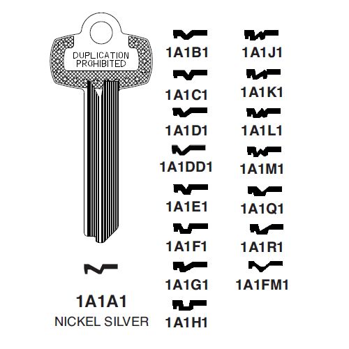 1A1C1 - BEST C Key Blank - 6 or 7 Pin - ILCO - UHS Hardware