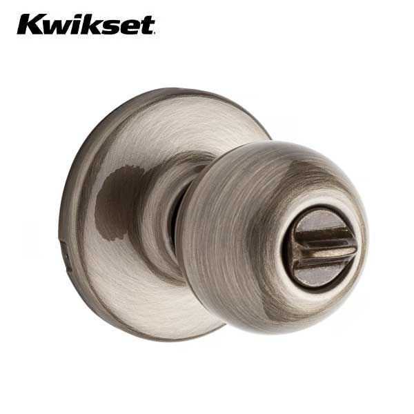 Kwikset - 300P - Polo Knob - Round Rose - Privacy - 5 - Antique Brass - Grade 3 - UHS Hardware