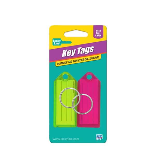 LuckyLine - 10102 - Key Tag with Ball Chain - Assorted Colors (2 Pack) - UHS Hardware