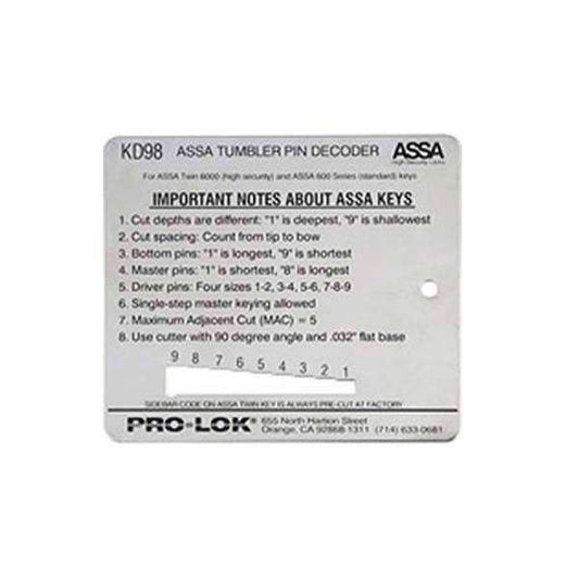 Pro-Lok - KD98 ASSA Key Decoder - UHS Hardware