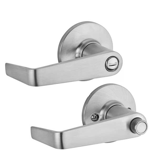 Kwikset - 408CNL - Carson Lever - Round Rose - Privacy - 26D - Satin Chrome - Grade 3 - UHS Hardware