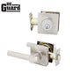 Premium Contemporary Leverset & Deadbolt Combo Lock  - Square Rose - Satin Stainless - Grade 3 - (SC1 / KW1) - UHS Hardware