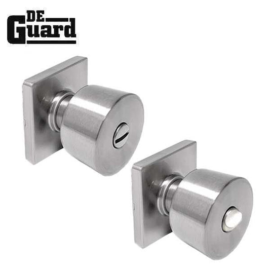 Contemporary Flat Ball Door Knob Set - Privacy - Square Rose - Satin Nickel - Grade 3 - UHS Hardware