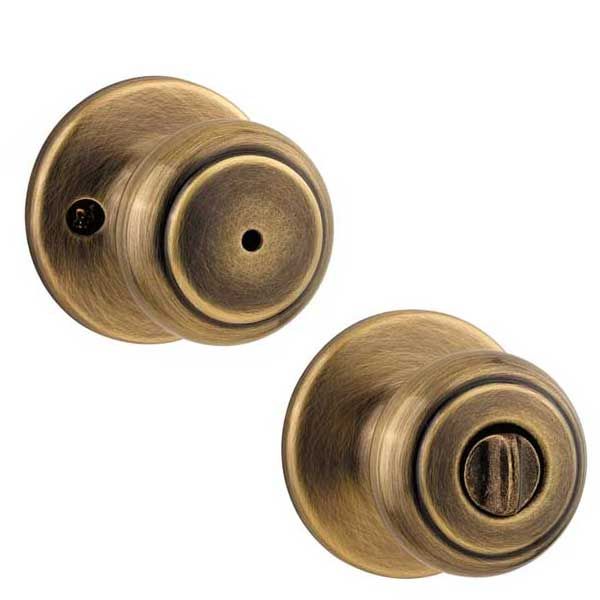 Kwikset - 300CV - Cove Knob - Round Rose - Privacy - 5 - Antique Brass - Grade 3 - UHS Hardware