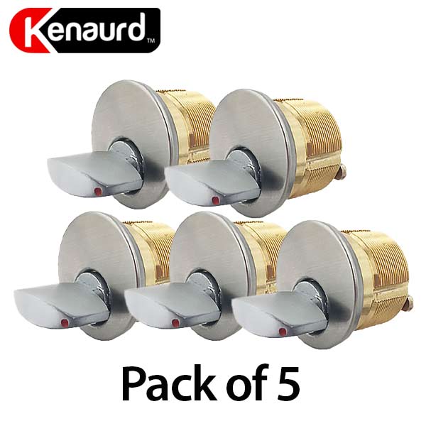 5 x Premium Thumb-Turn Mortise Cylinder - 1" - 26D - Satin Chrome (Bundle of 5) - UHS Hardware