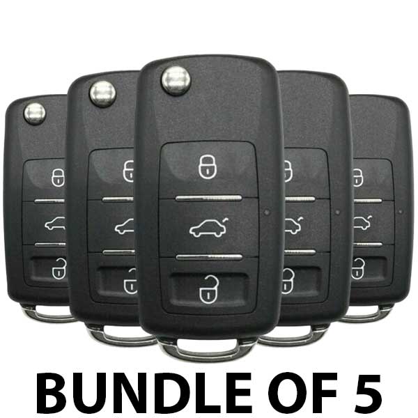 5 x VW Volkswagen Style / 3-Button Universal Remote Key for VVDI Key Tool (Wired) (BUNDLE OF 5) - UHS Hardware