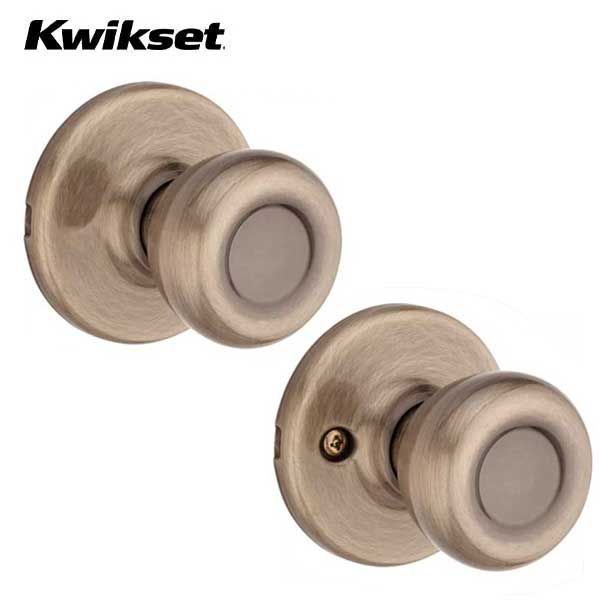 Kwikset - 200T - Tylo Knob - Round Rose - Passage - 5 - Antique Brass - Grade 3 - UHS Hardware