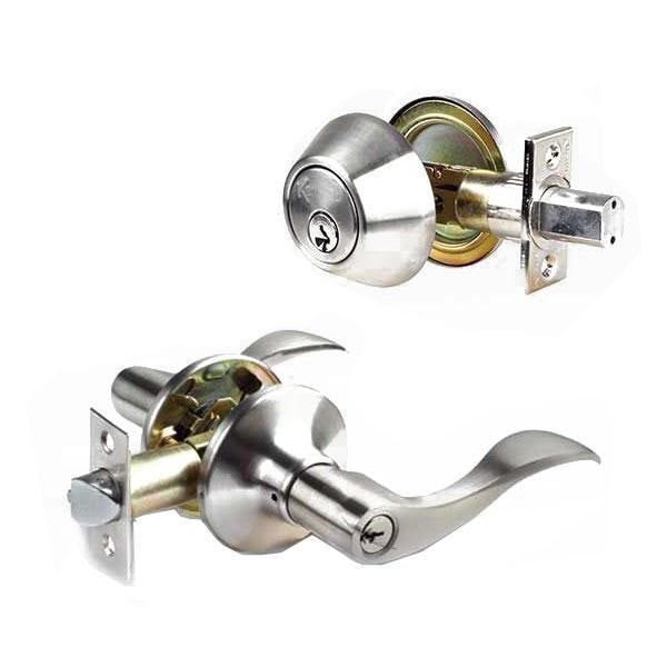 Premium Combo Lockset with Lever - Single Sided Deadbolt - Satin Nickel  - (SC1 / KW1) - UHS Hardware