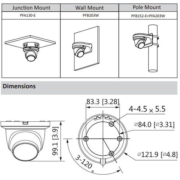 Dahua / IP Camera / 4MP Eyeball / 2.8 mm Fixed Lens / WDR / IP67 / Starlight  / 5 Year Warranty / DH-N43AJ52 - UHS Hardware