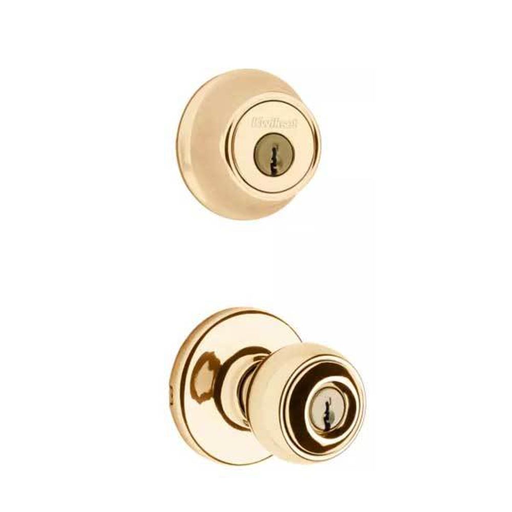 Kwikset - 690P - Polo Combo Set - Single Deadbolt & Knob - 3 - Polished Brass - Grade 3 - UHS Hardware