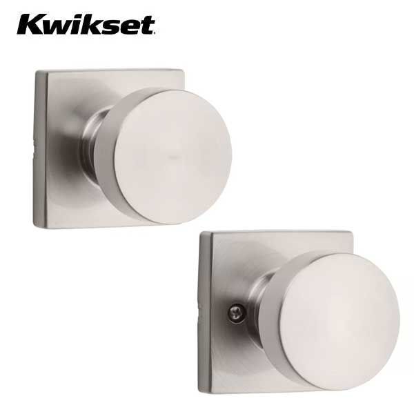 Kwikset - 720PSK - Pismo Knob  - Square Rose - Passage - 15 - Satin Nickel - Grade 3 - UHS Hardware