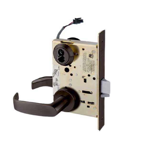 Sargent - 8271 - Electromechanical Mortise Lock - LN Rose / L Lever - Fail Secure - SFIC - 10BE - Dark Oxidized Satin Bronze - 24V - Grade 1 - UHS Hardware