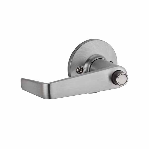 Kwikset - 438 - Carson Commercial Lever - Round Rose - 26D - Satin Chrome - Entrance - SC1 Schlage - SmartKey Technology - Grade 3 - UHS Hardware