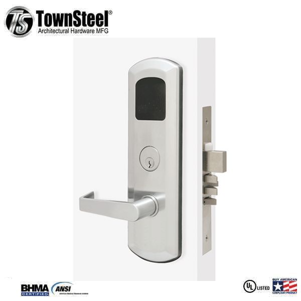 TownSteel - E-Kontos 1B 2000 Series Mortise Lock - Automatic Deadbolt - 2-3/4″ Backset - Sentinel Lever Set - Right Handed - Satin Chrome - Keyed Different - Grade 1 - UHS Hardware