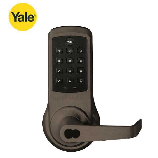 YALE - ﻿NexTouch - Commercial Electronic Keypad Lever Lock - Augusta Lever - Pushbutton w/ Key Override - 2-3/4" Backset - SFIC - Dark Bronze - Grade 1 - UHS Hardware